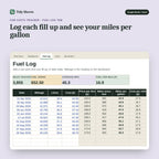 Car Costs Tracker, inside the spreadsheet: Log each fill up and see your miles per gallon