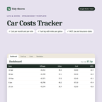 Car Costs Tracker spreadsheet template for Excel and Google Sheets