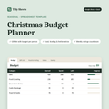 Christmas Budget Planner spreadsheet template showing budget by category