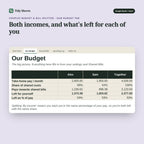 Couples Budget & Bill Splitter, inside the spreadsheet: Both incomes, and what's left for each of you