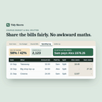 Couples Budget & Bill Splitter preview: adding shared spending and watching who owes whom update