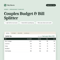 Couples Budget & Bill Splitter spreadsheet template for Excel and Google Sheets