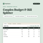Couples Budget & Bill Splitter spreadsheet template for Excel and Google Sheets