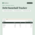 Debt Snowball Tracker spreadsheet showing debts, payoff order and debt-free date
