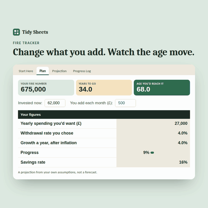 FIRE Tracker preview: changing the monthly amount and watching the years to go change