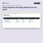 House Renovation Planner, inside the spreadsheet: Every deposit and stage payment in one place
