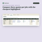 House Renovation Planner, inside the spreadsheet: Compare three quotes per job, with the cheapest highlighted