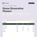 House Renovation Planner spreadsheet template for Excel and Google Sheets