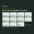 Tidy Sheets Money Bundle of 11 money spreadsheet templates