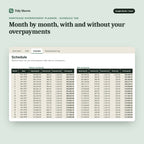 Mortgage Overpayment Planner, inside the spreadsheet: Month by month, with and without your overpayments