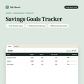 Savings Goals Tracker spreadsheet with progress bars for each goal