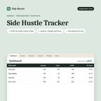 Side Hustle Tracker spreadsheet template for Excel and Google Sheets