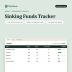 Sinking Funds Tracker spreadsheet template for Excel and Google Sheets