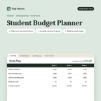 Student Budget Planner spreadsheet template for Excel and Google Sheets