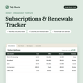 Subscriptions & Renewals Tracker spreadsheet template for Excel and Google Sheets